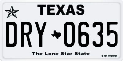 TX license plate DRY0635