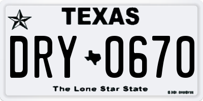 TX license plate DRY0670