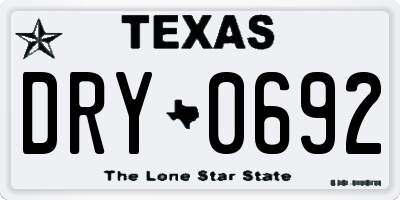 TX license plate DRY0692