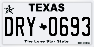 TX license plate DRY0693