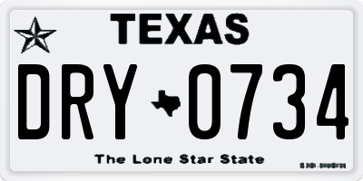 TX license plate DRY0734