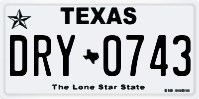 TX license plate DRY0743