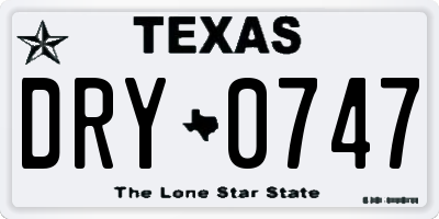 TX license plate DRY0747