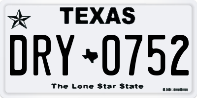 TX license plate DRY0752