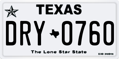 TX license plate DRY0760