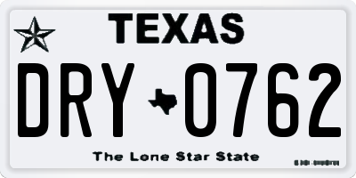 TX license plate DRY0762