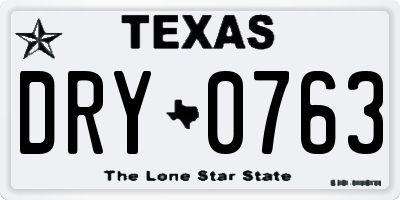 TX license plate DRY0763