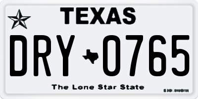 TX license plate DRY0765