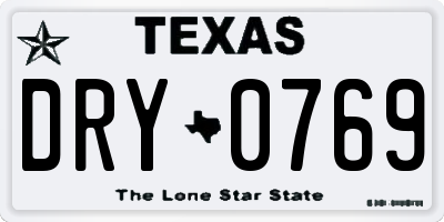 TX license plate DRY0769
