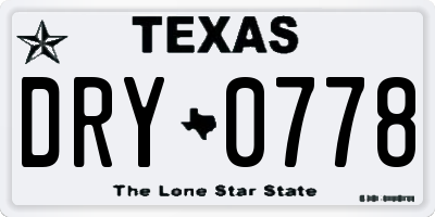 TX license plate DRY0778