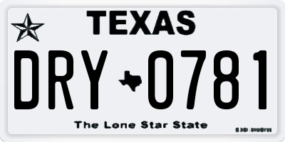 TX license plate DRY0781