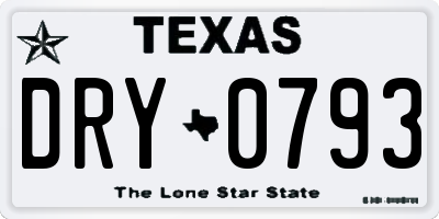TX license plate DRY0793