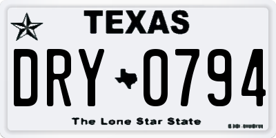 TX license plate DRY0794