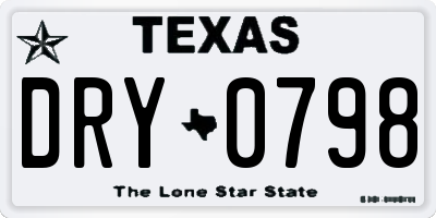 TX license plate DRY0798