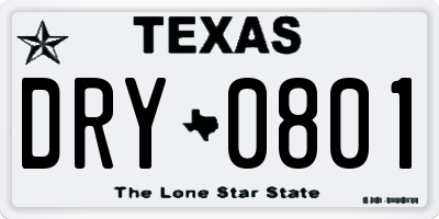 TX license plate DRY0801