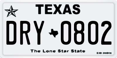 TX license plate DRY0802