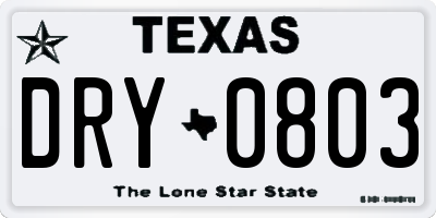 TX license plate DRY0803