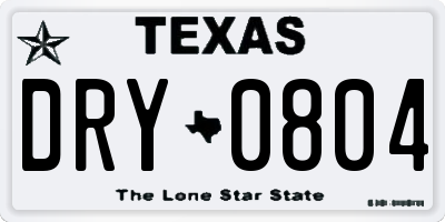 TX license plate DRY0804