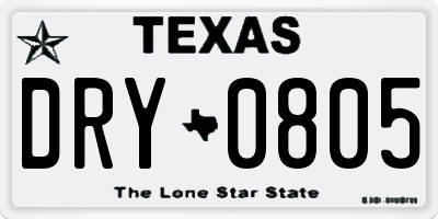 TX license plate DRY0805