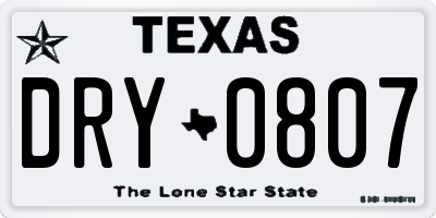 TX license plate DRY0807