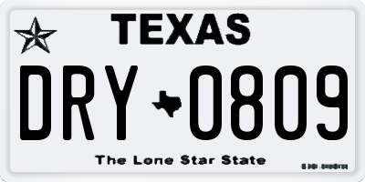TX license plate DRY0809