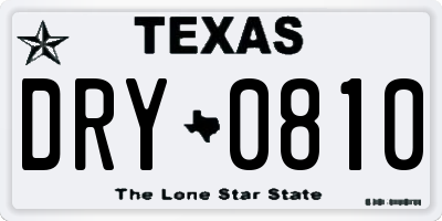 TX license plate DRY0810