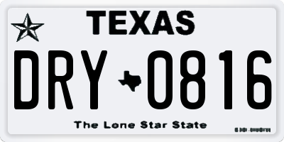 TX license plate DRY0816