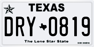 TX license plate DRY0819