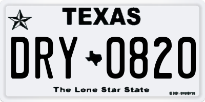 TX license plate DRY0820