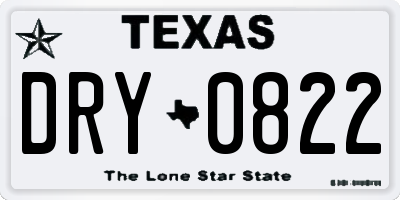 TX license plate DRY0822