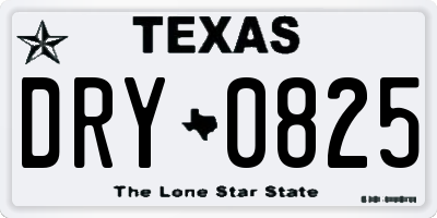 TX license plate DRY0825