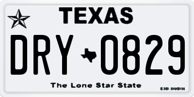 TX license plate DRY0829