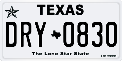 TX license plate DRY0830