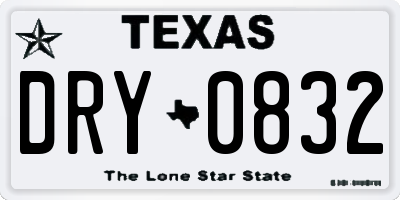 TX license plate DRY0832
