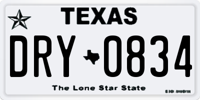 TX license plate DRY0834