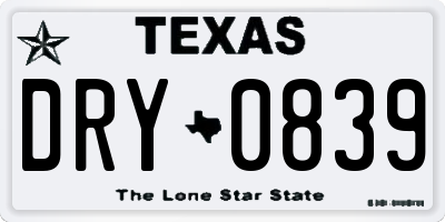 TX license plate DRY0839