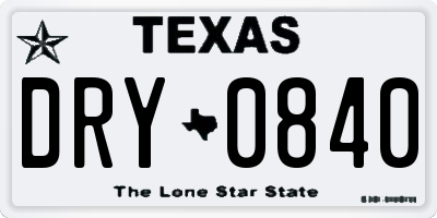 TX license plate DRY0840