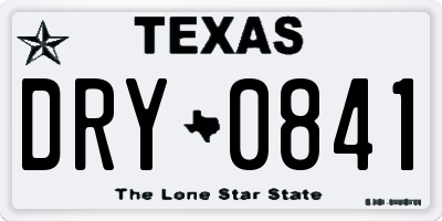 TX license plate DRY0841