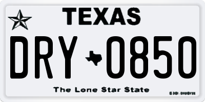 TX license plate DRY0850