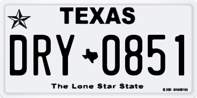 TX license plate DRY0851