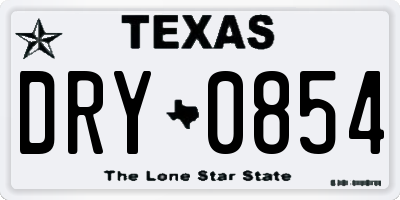 TX license plate DRY0854