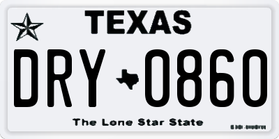 TX license plate DRY0860