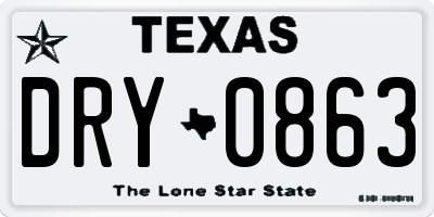 TX license plate DRY0863