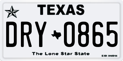 TX license plate DRY0865