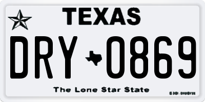 TX license plate DRY0869