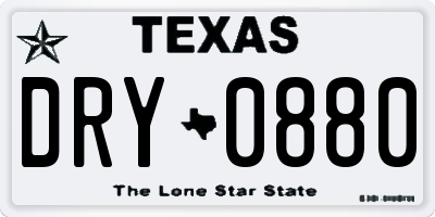 TX license plate DRY0880