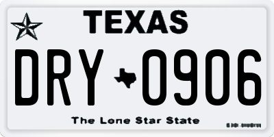 TX license plate DRY0906