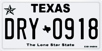 TX license plate DRY0918