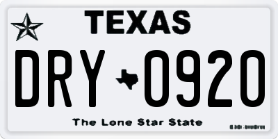 TX license plate DRY0920