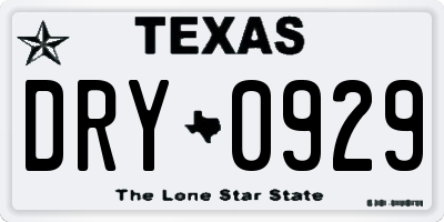 TX license plate DRY0929